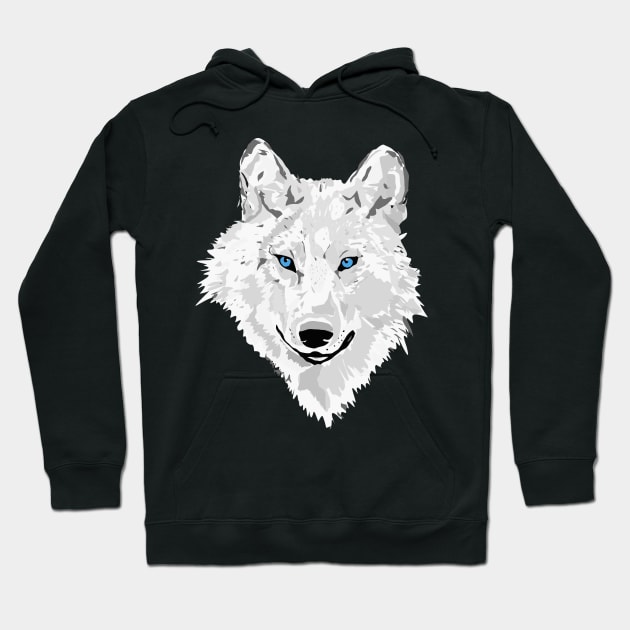 White Wolf With Blue Eyes Hoodie by DoomDesigns